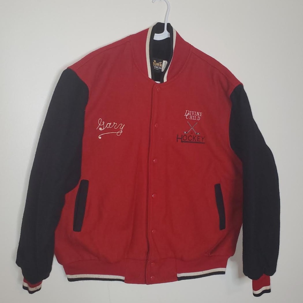 Vintage 1990s Hockey Varsity Letterman Jacket Divine Child Catholic High School